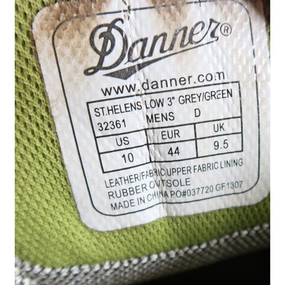 Danner Shoes Men 10 Hiking Boot St Helens Low 3" Leather Grey Green Sport Active - Picture 13 of 15